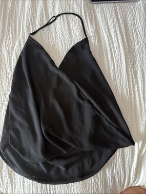 Aqua Black Satin Wrap Halter Cami